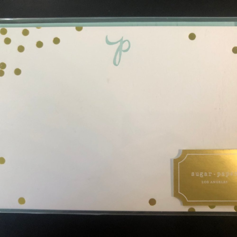 Sugar Paper P Stationary set Gold/Mint and polka dots - Heavy Cardstock
